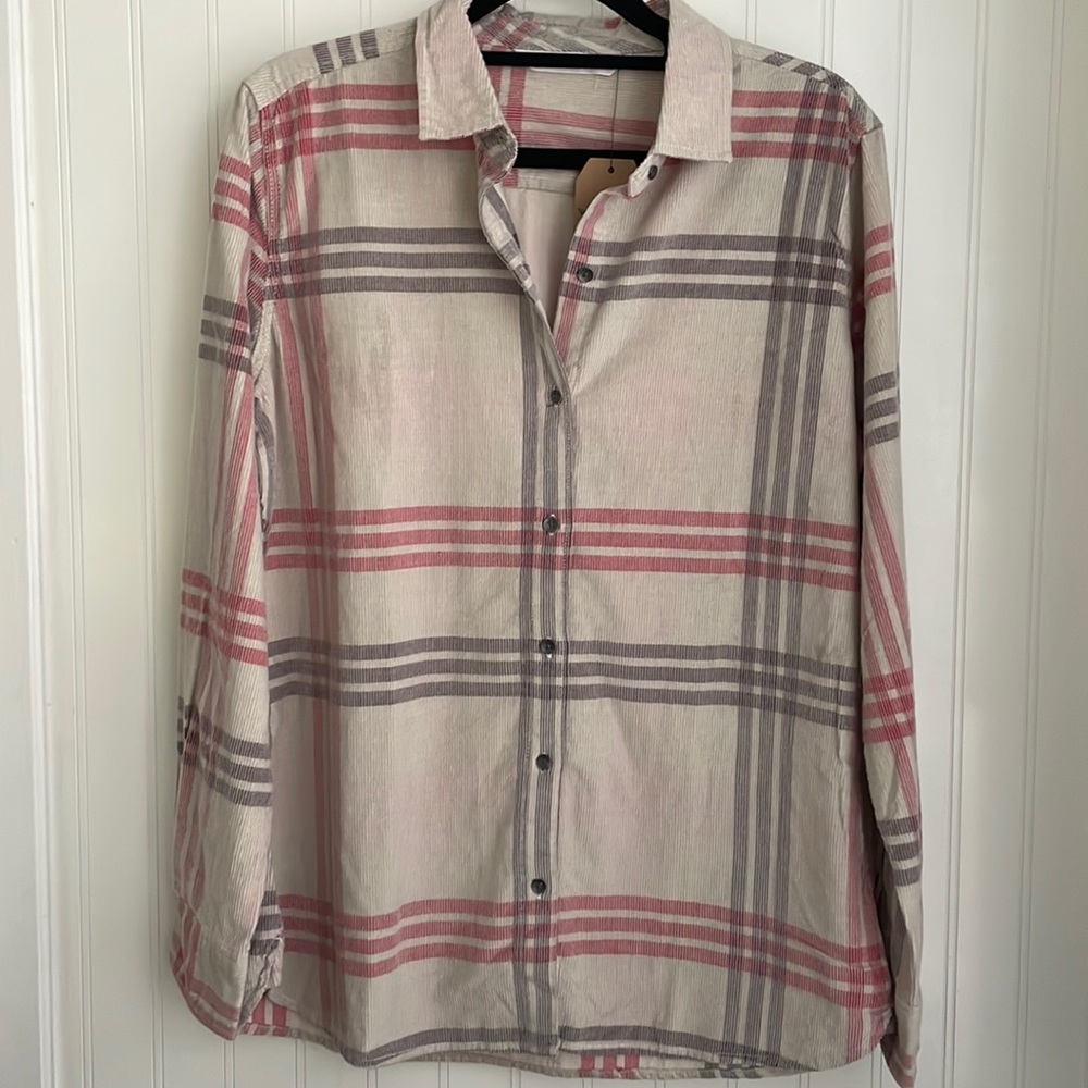 Woolrich Women’s Rappel Corduroy Buttons Long Sleeve 100% Cotton Plaid NWT Top S - Picture 2 of 16